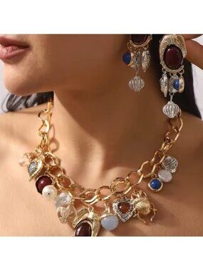 Zara Gold and Brown Charm Necklace
